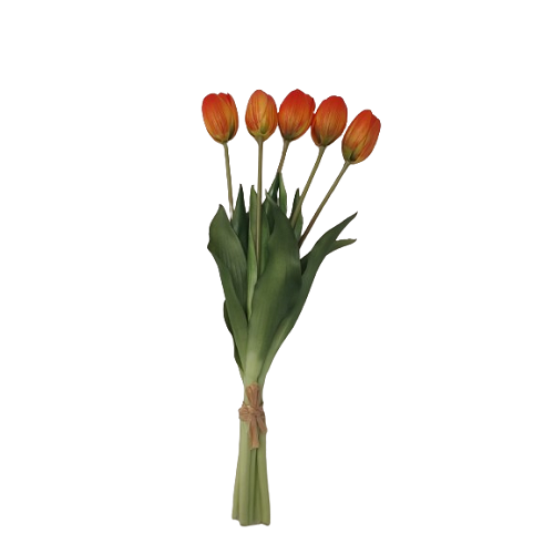 Ramalhete Tulipa X5 Silic Permanente Perfeita, aramada, lavável, ideal para ambientes internos e corporativo, não precisa regar.